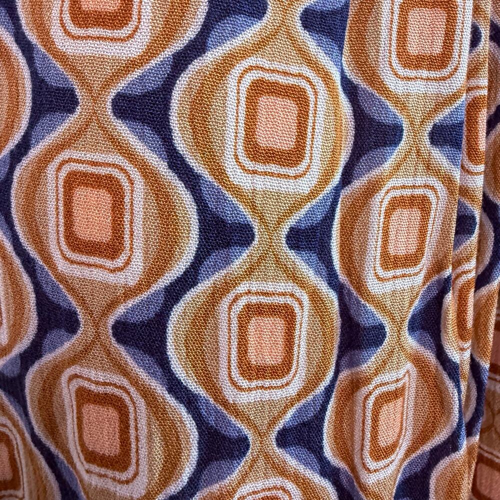Seventeenstars Cut Out Maxi Dress Side Slit Blue Gold Cream Retro Print - Picture 8 of 16